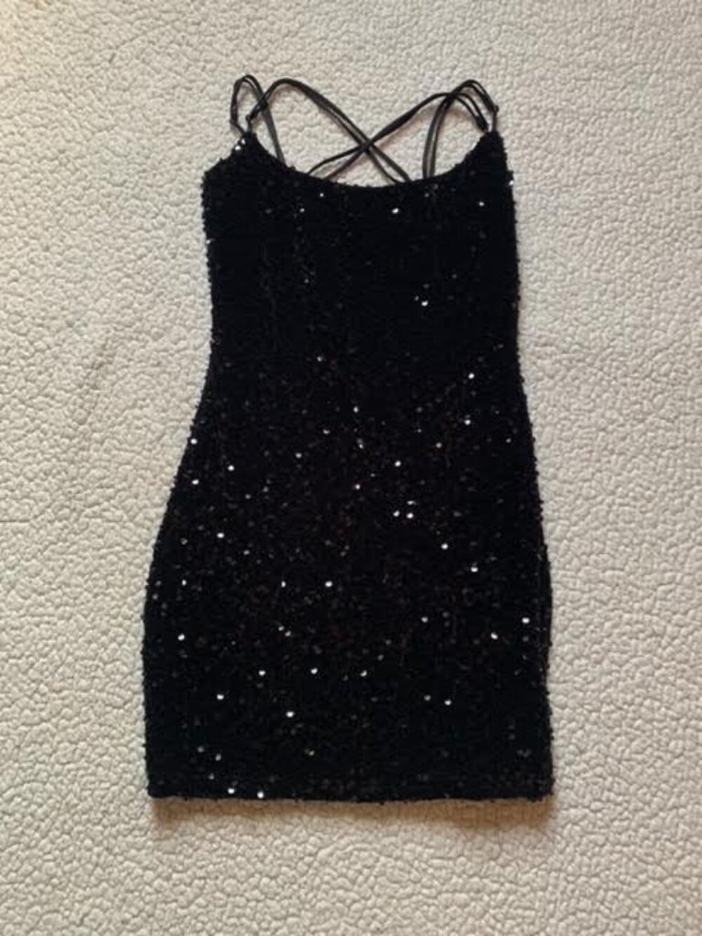 Mini Black Sequence Dress with 2 sets of adjustable straps